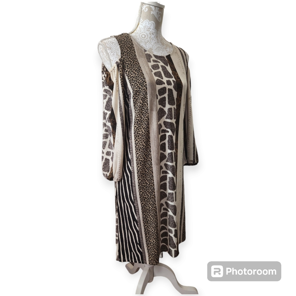 EST 1946 Cato Animal Print Cold Shoulder Shift Dress size small
